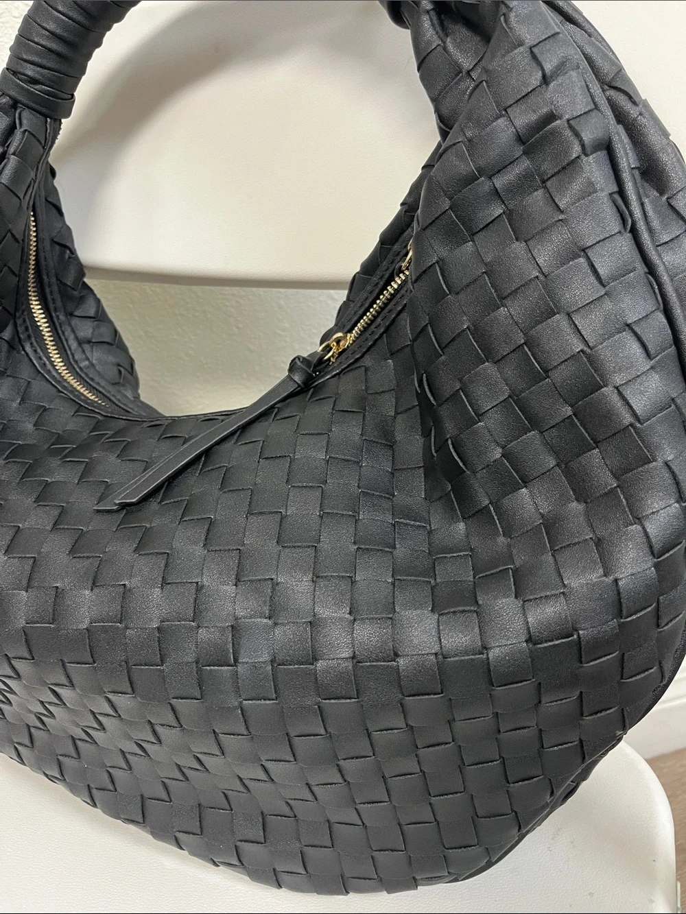 Black Woven Hobo Bag - Unbranded